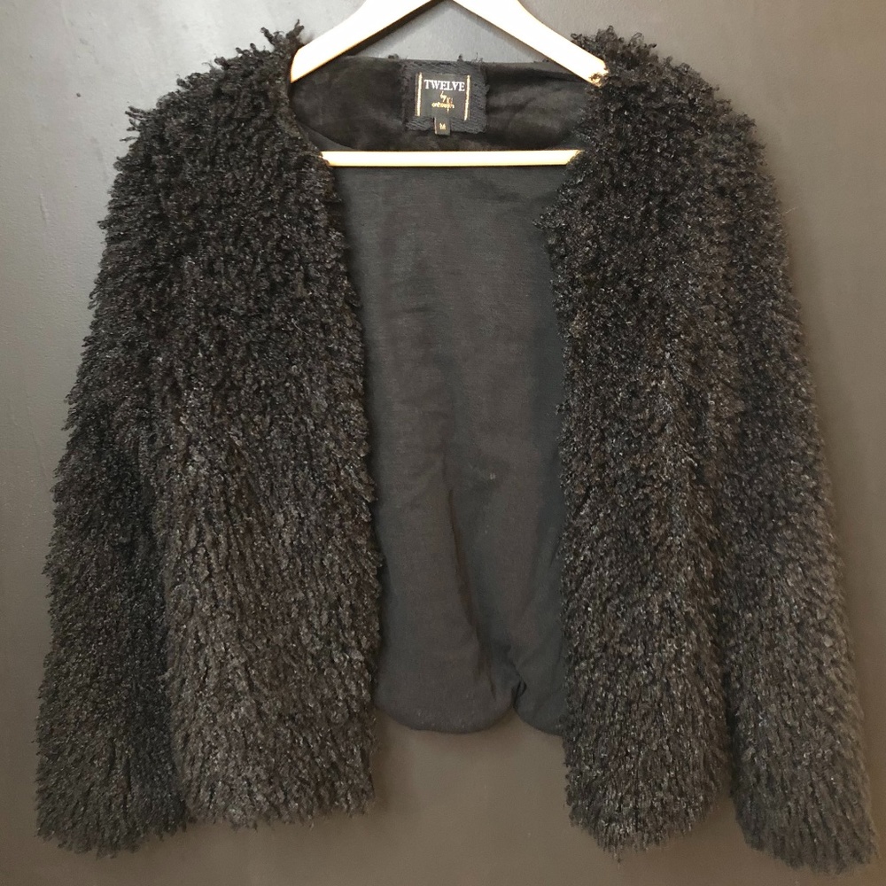 Black fuzzy zip up jacket